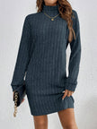 Wivi | Women's Ribbed Turtleneck Sweater Dress