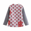 Patchwork Print Jacket Women Lightweight Cotton Relaxed Fit