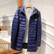 Quilted Jacket Women Hooded Zip Front Lightweight Mid-Length