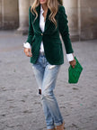 Velvet Blazer Slim Fit Single Button Peak Lapel Evening Jacket | Karin