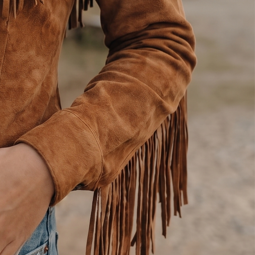 Suede Shirt Jacket Women Fringe Western Snap Front