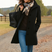 Wool Coat Tailored Notch Collar Button Up Long Winter Coat | Elvira