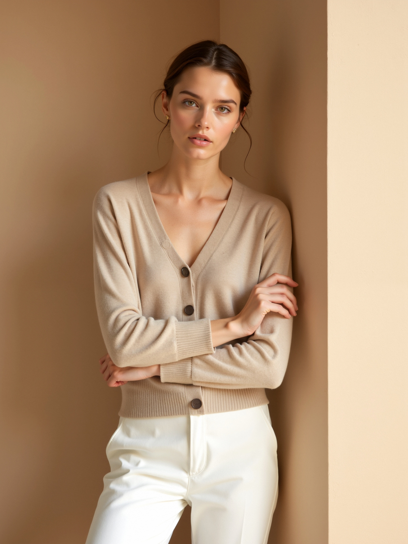 Silk Cashmere Cardigan Women Tailored Waist Lightweight