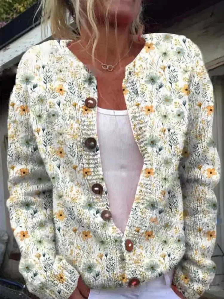 Lila | Women's Cozy Floral Print Open-Front Cardigan with Elegant for Casual