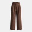 FJØRNA women's high-waist wide-leg tailored trousers, loose pull-on pants in black, featuring a relaxed fit and clean design.