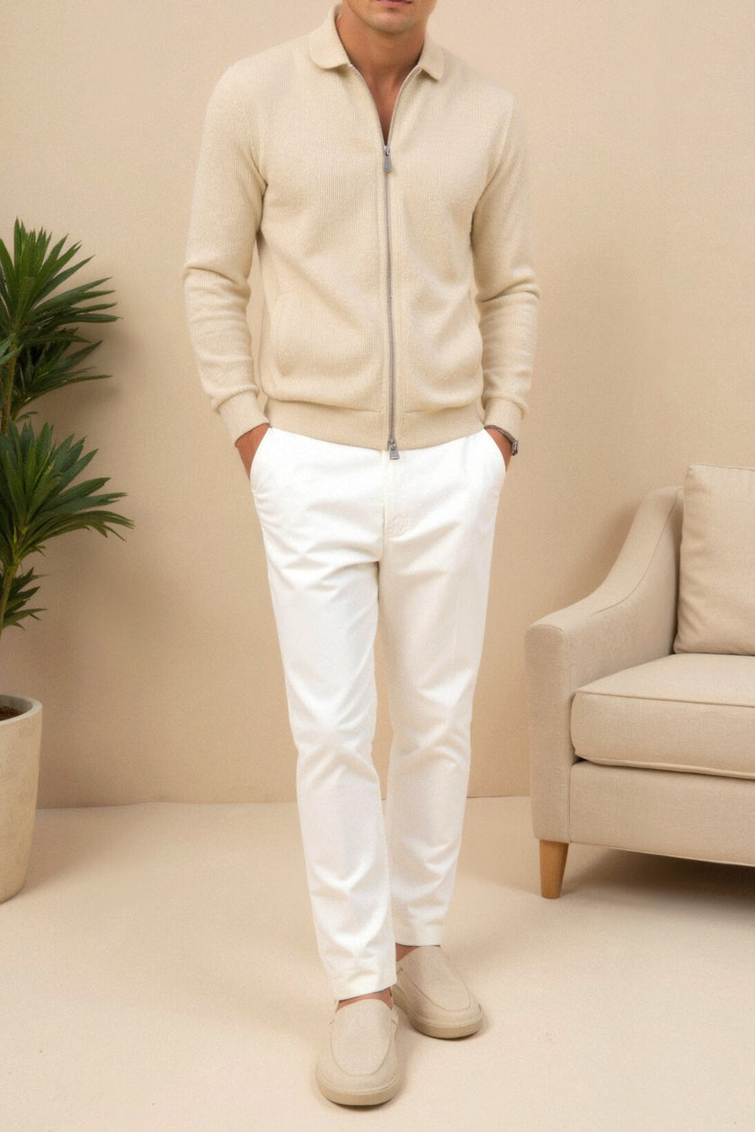 Track Jacket Men Lapel Collar Zip Regular Fit Solid Colour