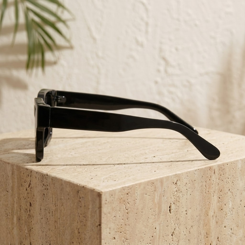 Vintage 90s rectangular unisex sunglasses by FJØRNA, featuring retro design and dark lenses, accessories for women or men.