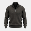 Men's FJØRNA half-zip collar knit jumper sweater in a cozy, textured knit with a high collar and half-zip closure.
