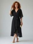 Flowy lightweight summer midi dress for women by FJØRNA, featuring a breezy, stylish design perfect for warm weather.