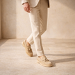 Men's casual suede shoes by FJØRNA, smart lace-up shoes with a sleek design, featuring a classic silhouette and neutral color.