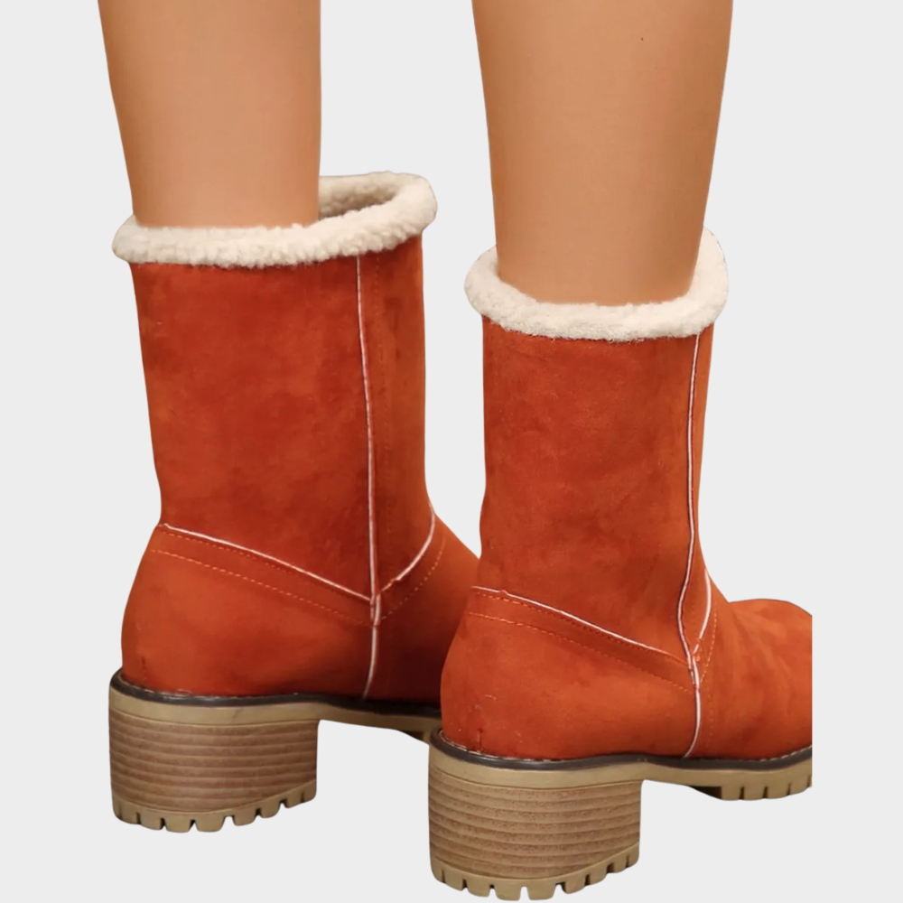 Snow Boots Fur Lined Suede Mid Heel Cushioned Winter Boots | Brynn