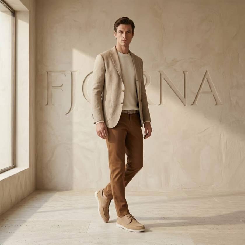 Men's FJØRNA suede lace-up casual shoes with a sleek loafer design, featuring a soft suede finish and classic style.