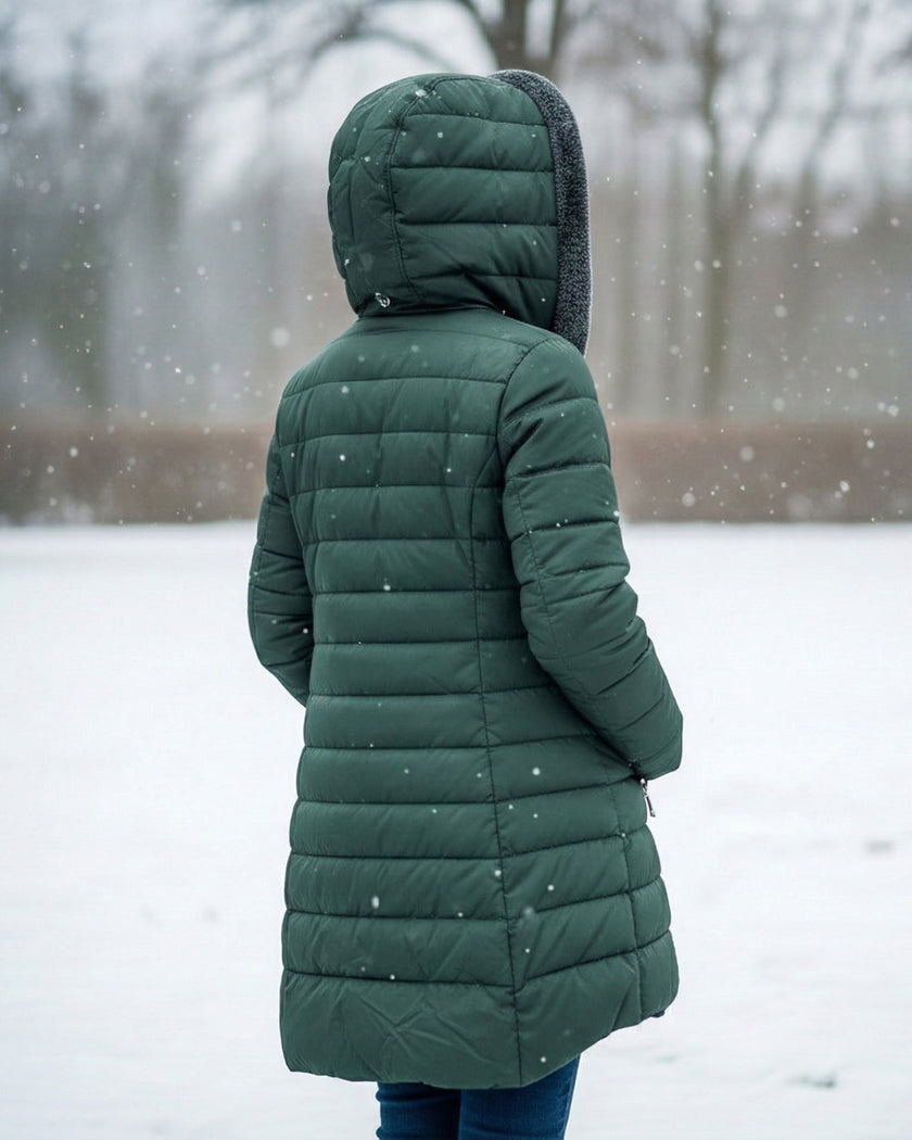 Danique | Women's Longline Hooded Fleece-Lined Winter Puffer Coat