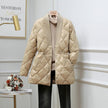 Quilted Jacket Women Button Front Adjustable Waist V-Neck