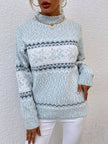 Fair Isle Christmas Sweater Snowflake Chunky Knit Half Turtleneck Holiday Jumper | Heidi