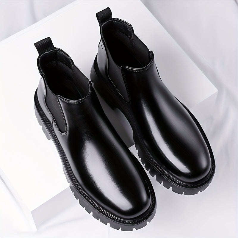 Chelsea Boots Black Slip On Elastic Panel Sturdy Sole Ankle Boots | Foster