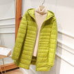 Quilted Jacket Women Hooded Zip Front Lightweight Mid-Length