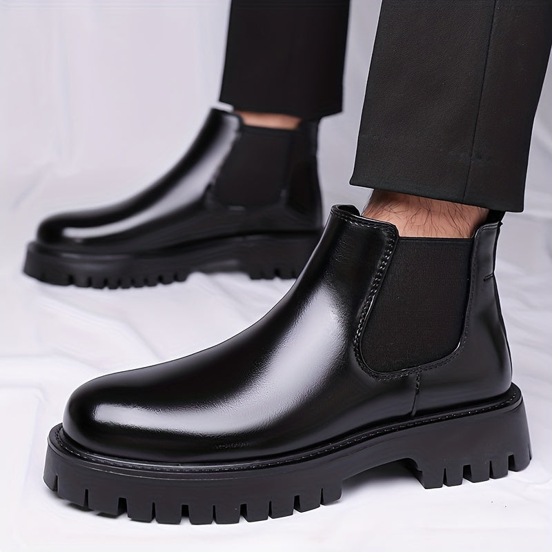 Chelsea Boots Black Slip On Elastic Panel Sturdy Sole Ankle Boots | Foster