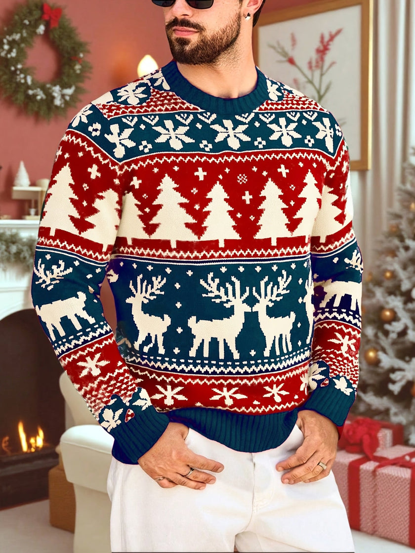Fair Isle Christmas Sweater Reindeer Thick Knit Nordic Holiday Jumper | Sheila