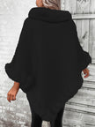 Hanne | Women's Faux-Fur Turtleneck Oversized Knit Poncho