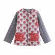 Patchwork Print Jacket Women Lightweight Cotton Relaxed Fit