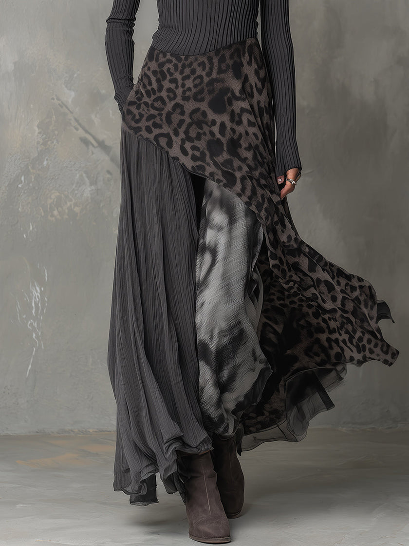 FJØRNA leopard print maxi dress, casual style with flowing fabric and long length, perfect for summer or outdoor events.