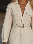 FJØRNA denim tassel mini dress for women, featuring a stylish denim fabric and tassel details, perfect for casual wear.