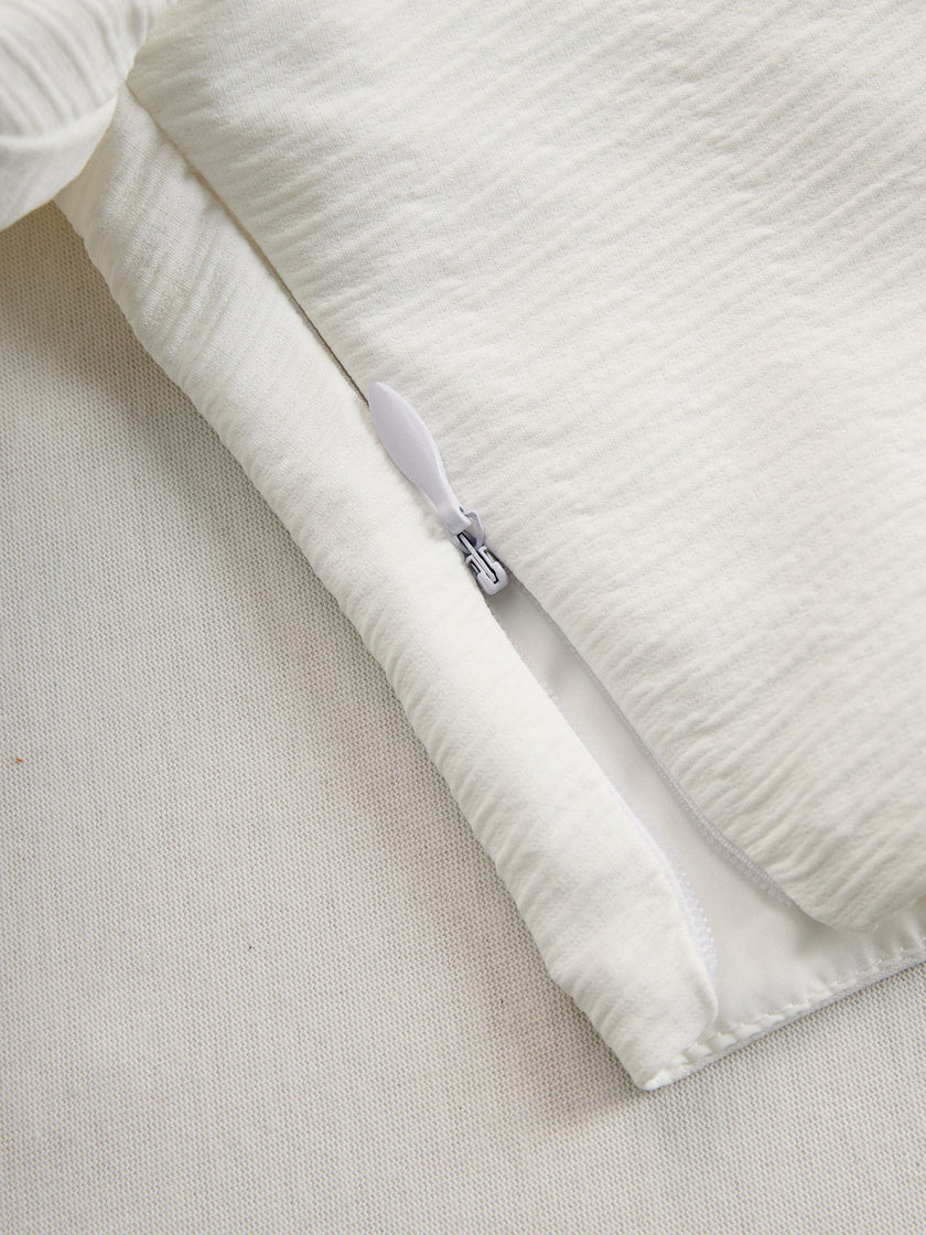 Cream textured lantern sleeve two-piece set for women featuring stylish pants by FJØRNA.