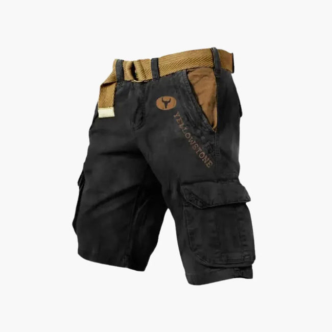 Men's FJØRNA cargo shorts with multiple functional pockets and ample storage, made of durable fabric for outdoor activities.