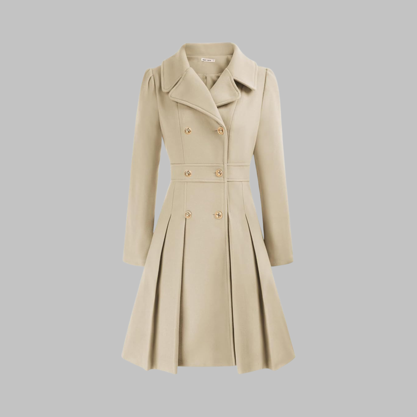 Double-Breasted Coat Women Long Sleeve Tailored Button Front