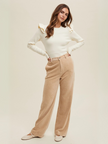 Ruffle Sleeve Knit Sweater Women Relaxed Fit Round Neck