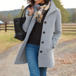 Wool Coat Tailored Notch Collar Button Up Long Winter Coat | Elvira