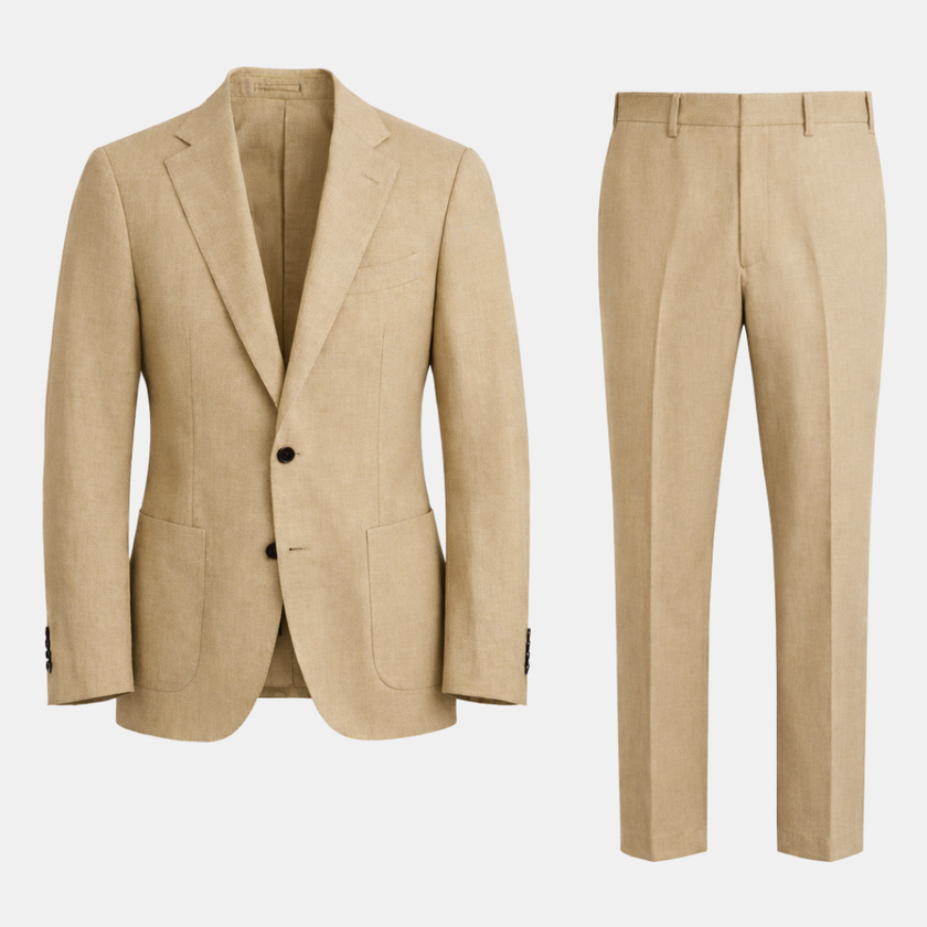 FJØRNA men's summer two-piece suit set with wedding pants, stylish and lightweight for formal occasions.
