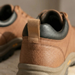 Men's red leather orthopedic shoes by FJØRNA, featuring a sleek design and comfortable sole for walking and everyday use.