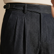 FJØRNA men's blue straight-leg cotton trousers with slim fit design, showcasing a clean, tailored look and classic chino style.