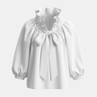 FJØRNA women's gingham ruffle oversized long sleeve blouse with relaxed fit and feminine detailing, suitable for casual wear.