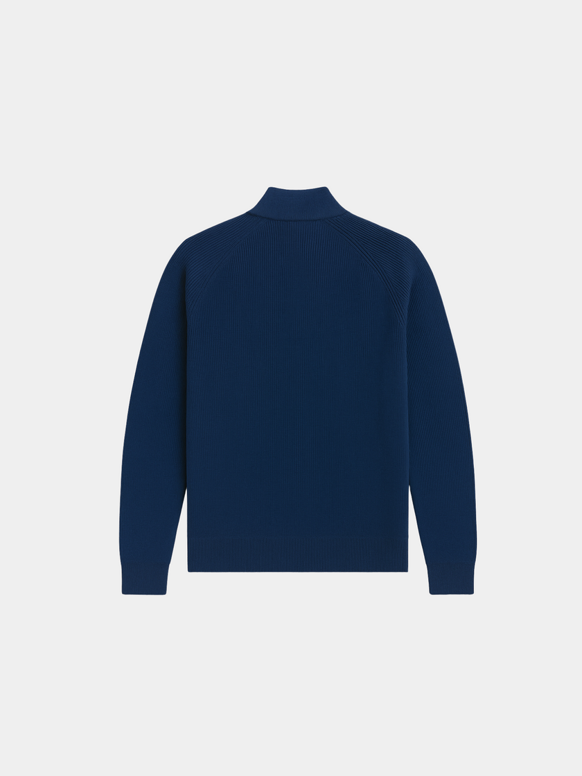 Wool Cardigan Men Fitted Full Zip Stand Collar