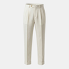 Men's FJØRNA linen pleated straight-leg trousers, tailored linen pants with a relaxed fit and classic design for men.