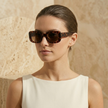 FJØRNA retro tortoiseshell rectangular sunglasses for women, unisex accessories with stylish frame and tinted lenses.