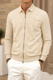 Track Jacket Men Lapel Collar Zip Regular Fit Solid Colour
