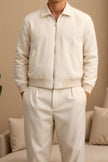 Padded Jacket Men Polo Collar Regular Fit Recycled Cotton Blend