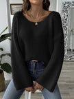 Knit Sweater Women Round Neck Relaxed Fit Long Sleeve
