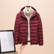 Quilted Jacket Women Hooded Zip Front Slim Cropped