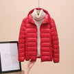 Quilted Jacket Women Hooded Zip Front Slim Cropped