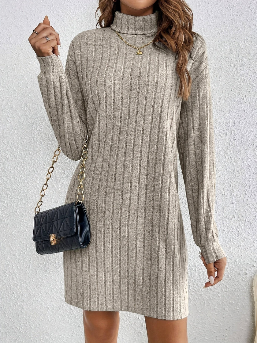 Wivi | Women's Ribbed Turtleneck Sweater Dress