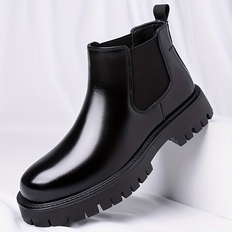 Chelsea Boots Black Slip On Elastic Panel Sturdy Sole Ankle Boots | Foster