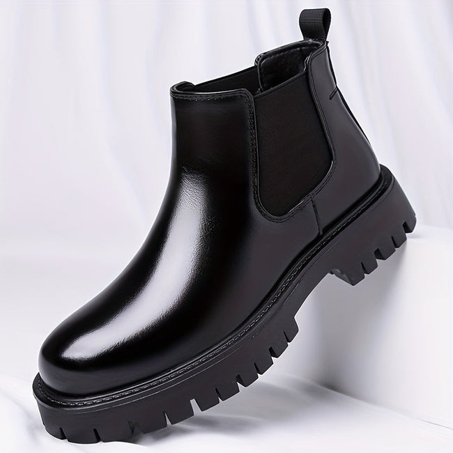 Chelsea Boots Black Slip On Elastic Panel Sturdy Sole Ankle Boots | Foster