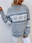 Fair Isle Christmas Sweater Snowflake Chunky Knit Half Turtleneck Holiday Jumper | Heidi