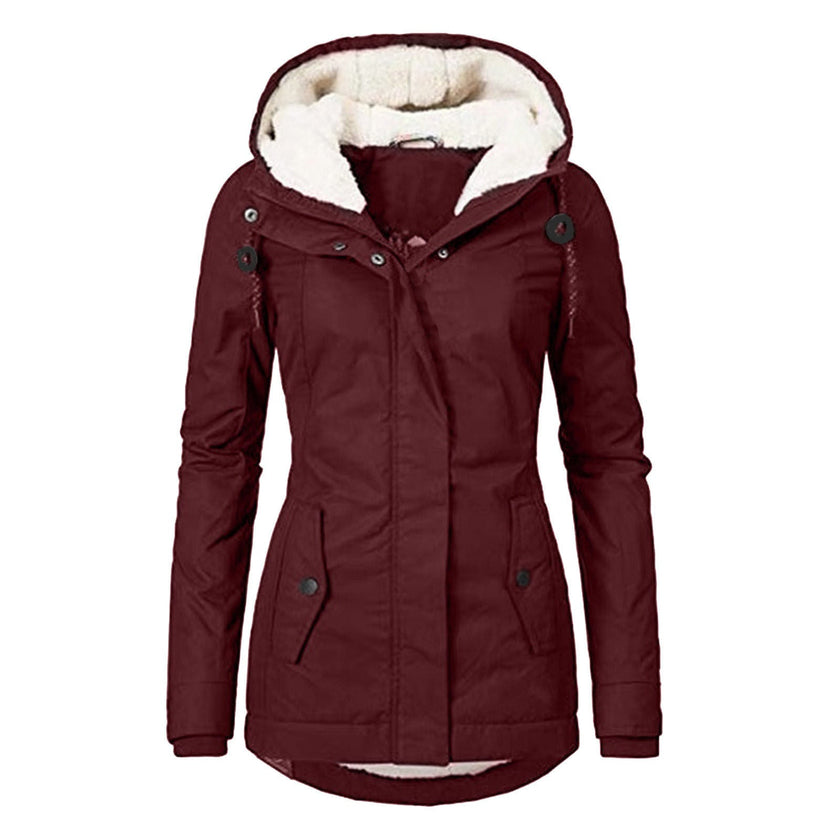 Elin | Women's Wool Hooded Buckle Fleece Jacket with Pockets