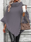 Hanne | Women's Faux-Fur Turtleneck Oversized Knit Poncho